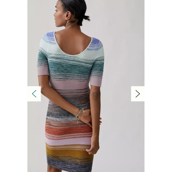 Anthropologie Eloise Space-Dyed Ribbed Knit Midi Dress Rainbow XS $150 - Picture 2 of 9